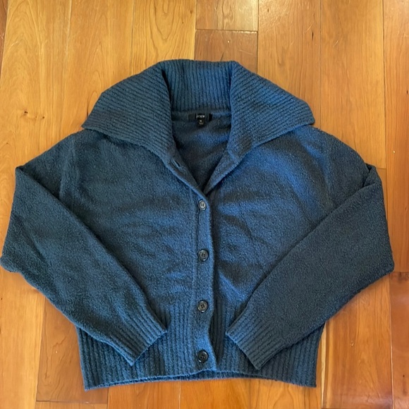Jcrew Collared cotton-blend bouclé cardigan sweater and cropped sweater tank MED - Picture 2 of 10
